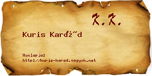 Kuris Karád névjegykártya